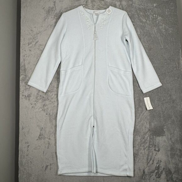 Miss Elaine Robe Womens Medium Green Essentials Brushed Terry Housecoat Granny - Picture 2 of 10